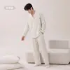 Algodón PuroPijama para Hombre Estilo Primavera/Otoño Manga Larga Juvenil Sencillo Se Puede Usar Fuera de Casa Conjunto de Ropa Nuevo Estilo 2026