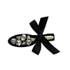 Luxo Leve Retrô Indústria Pesada Full Diamond Etiqueta Dourada Veludo Laço Presilha de Pato Alto Padrão Estilo Chanel Brilhante Franja Borda Presilha
