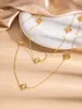 Collar de Azúcar Cuadrado Trébol de Cuatro Hojas Gipsofila Diseño de Lujo Ligero Nicho Cadena para Suéter Clavícula Apilamiento Accesorios Simples para Mujer Venta al por Mayor