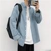 Camisa de mezclilla lavada vintage estilo japonés para hombre, manga larga, herramienta Ins, camisa casual que combina con todo, chaqueta delgada para primavera y otoño