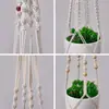 Bolsa de Malla para Maceta Tejida a Mano Transfronteriza Creativa Jardinería Planta Verde Cuerda de Algodón Maceta Cesta Colgante para Plantas Bolsa de Malla Colgante