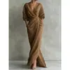 Sitio Web Independiente Europeo y Americano Transfronterizo Vestido Nuevo para Mujer con Cuello en V y Cintura Ceñida Estilo Vestido de Vacaciones de Primavera y Verano