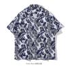 Camisa Masculina de Verão Tailandesa com Gola Cubana Estampa Floral Fresca Estilo Hong Kong Vintage Praia de Phuket Solta Manga Curta para Casal