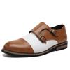 Zapatos de Cuero de Caña Baja con Doble Hebilla de Estilo Retro a la Moda para Uso Exterior, Zapatos Casuales Holgados de Moda, Zapatos Planos para Hombre de Talla Grande Transfronteriza