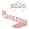 Set de diadema para fiesta de cumpleaños europea y americana, banda para el hombro para la cumpleañera/reina, diadema de Amazon, cinturón de etiqueta