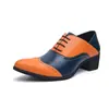 Zapatos formales de punta para hombre, talla grande 46, transfronterizos, con cordones, casual, moda, patchwork, negocios, zapatos de cuero para aumentar la altura para hombres