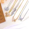 Collar Venta Caliente Transfronteriza Mariposa Zirconia Microincrustada Accesorios de Collar para Mujer Cadena de Clavícula Simple Nicho Gama Alta Accesorios para Mujer