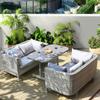 Sofá de exterior para ocio, combinación de jardín, terraza, silla de ratán, patio, balcón, sofá doble de ratán, sofá de ratán para exterior.