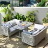 Sofá de Rattan para Lazer ao Ar Livre Cadeira de Rattan para Terraço de Jardim Sofá Duplo para Pátio Varanda Sofá de Rattan Imitação de Rattan Villa