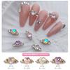 Anel de joia com diamante em pilha de amor para unhas acabado metal tridimensional Nova Rede Vermelha Diamante coração de pêssego decoração de unha de cristal