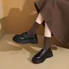 Mocasines de plataforma estilo británico para mujer, nueva colección primavera 2026, zapatos de cuero negro, zapatos slip-on versátiles y casuales