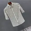 Camisa Masculina de Verão Listrada Slim de Manga Curta de Alta Qualidade Camisa Casual Fina da Moda de Manga Curta Camisa Masculina Novo Estilo
