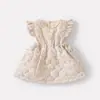 Conjunto de Dos Piezas para Bebé Niña: Camiseta Térmica Gruesa de Felpa con Mangas de Campana, Vestido Chaleco Acolchado de Algodón Estilo Nuevo de Invierno para Bebé y Niño Pequeño