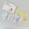 Bolo de Aniversário Descartável Seis Peças Talheres Caixa de Presente Suprimentos de Confeitaria Podem Ser Combinados Livremente Vela Garfo Faca Prato Combinação