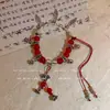 Pulsera de Cuentas de Alta Gama de Estilo Chino Nuevo Pulsera Ajustable de Cuerda Ancha para Mujer Pulsera Antigua Cool de Alta Gama para Combinar con Todo
