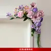 Decoración de habitación de boda con arreglos florales temáticos de amor, incluyendo flores artificiales de esquina, decoración de habitación de boda y coronas artificiales para las habitaciones de los novios, con caracteres auspiciosos