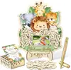 Set de Decoración de Fiesta de Bienvenida de Bebé con Temática de Animales, Alternativa de Libro de Mensajes de Madera, Marco para Fotos, Marco para Fotos de Sonic, Recuerdo