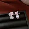 Joyería de lujo de gama alta con aguja de plata, aretes de perlas personalizados al por mayor de fabricante de Yiwu, aretes versátiles de moda para mujer