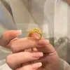 Anel Coroa Pequena de Diamante Francês Feminino Princesa Dourado Renda Padrão Anel Vazado Nova Moda Presente Atacado