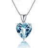 Pingente de Topázio Azul Cristal Sintético Coração do Oceano Austríaco Colar Quilate Banhado a Prata 925 Joias para Mulheres