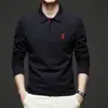 Camiseta de Manga Larga Counter Same para Hombre Primavera y Otoño Nueva Camisa Polo de Algodón Puro Bordada con Cuello de Solapa Explosión