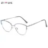 Óculos de Sol Planos de Nova Moda com Armação Cat-Eye de Alto Valor para Mulheres, Armações de Sobrancelha Fashion em Metal com Pedras de Diamante, Óculos Planos com Proteção contra Luz Azul