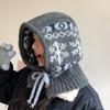 Chapéu balaclava vintage de floco de neve da ilha da Coreia do Sul, chapéu feminino de outono e inverno, de lã quente e espessada, com proteção auricular