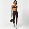 Roupa de Yoga Nova Transfronteiriça de Verão Conjunto Feminino Roupa Íntima Esportiva Plissada Cintura Alta Levanta Glúteo Sem Marcação Calças Fitness