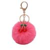 Chaveiro de pelúcia de cereja fofo Pingente de bola de pelo de cereja em liga Acessórios de chaveiro para bolsa de roupa