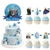 Set de decoración de pastel de cumpleaños temático de Frozen transfronterizo, incluyendo toppers de pastel de Elsa y Olaf para fiestas de cumpleaños