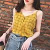 Estilo fresco à beira-mar Chiffon pequeno Camisole Vest Mulheres estilo coreano Outer Wear Loose mangas T-shirt Inner Base Top Verão