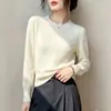 Suéter de punto redondo súper bonito 2026 nuevo estilo manga larga para mujer otoño prenda interior capa base casual versátil top de punto