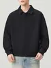 Muxi Roupa Outono Inverno Básico Versátil Retrô Casual Esportivo Camisa POLO Solta Ombro Caído Estilo Casal Top
