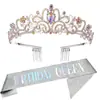 Nueva Corona de Fiesta de Cumpleaños Banda para el Hombro Cinta de Reina Set Accesorios para el Cabello de Reina para Niña Tocado En Stock