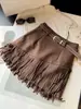 Falda de gamuza con flecos para mujer, nuevo diseño de otoño, minifalda de línea A entalladora de cintura alta de nicho para chicas a la moda