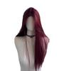Peruca Keni de Renda para Testa Tecida à Mão Cor Vermelho Framboesa Repartição Central Cabelo Longo Liso Peruca Francesa para Cabeça Inteira Feminina Conjunto de Peruca Seção Fina