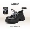 Mocassins de sola grossa Augushiden para mulheres, novos sapatos de couro estilo britânico retrô com cadarço para o outono de 2026, sapatos únicos para uniforme JK