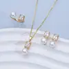 Joyería de Perlas de Agua Dulce Natural Juego de Tres Piezas Pendientes Anillo Colgante Collar Conjunto de Joyería de Circonita Cúbica Venta al por Mayor