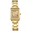 Reloj cuadrado pequeño para mujer de venta caliente transfronteriza con correa de acero dorado, reloj de cuarzo, fabricante de relojes de moda y elegantes, al por mayor en stock.