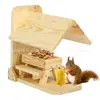 Comedero de Ardillas de Madera para Exteriores Colgante de Jardín Herramienta de Almacenamiento de Nueces para Hámster Bandeja de Bocadillos de Madera Mascota