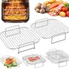 Acessórios para Cesta Quadrada de Air Fryer HONYAO de 8 polegadas, 2 Cestas Empilháveis