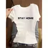 Camiseta Blanca de Manga Corta con Cuello Redondo de Diseño de Nicho para Mujer Moda de Verano Estilo Chica Picante Corte Ajustado Top Versátil con Personalidad ins
