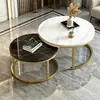 Juego de mesa de centro redonda retráctil simple para sala de estar, mesa de centro combinada deslizante minimalista para apartamentos de alquiler, mesa de té de ocio para sala de recepción, en stock
