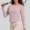 Top de Manga Larga Juyitang Transpirable de Malla en la Espalda de Color Sólido de Alta Elasticidad para Correr y Deportes de Yoga para Mujer