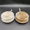 Conjunto de Louças Descartáveis de Plástico Rígido: Copos, Tigelas, Pratos e Colheres em Atacado, Conjunto de Quatro Peças, Rígido e Resistente ao Calor, Adequado para Restaurantes e Uso Doméstico, Espessado e Reforçado