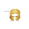 Anillo Geométrico Asimétrico de Acero Inoxidable Estilo Ins Transfronterizo Europeo y Americano con Textura de Líneas Anillo Abierto de Joyería