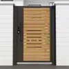 Puerta de Patio de Aleación de Aluminio, Puerta Sólida de Hierro Forjado para Exteriores de Villa, Valla de Patio de Casa Rural, Arco de Jardín con Textura de Madera