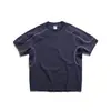 Yidao Vintage 2026 Verano Nuevo Estilo Japonés Exterior Costura de Color Contrastante Cuello Redondo Casual Deportivo Holgado Camiseta de Manga Corta