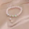 Nova Pulseira Chinesa Pedra Natural Turmalina Melancia Pedra Rosa Jade de Xinjiang Cristal em Pó Pulseira Namorada Dopamina