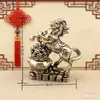 Cavalo de Latão Puro Pisando na Tigela do Tesouro para Riqueza Instantânea, Decoração Vintage para Casa, Animal de Estimação de Chá para Mesa de Escritório, Ornamento Artesanal